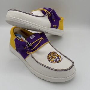 Hey Dude Wally LSU Men 11 Purple Gold Slip On Shoes Tigers NCAA College Football